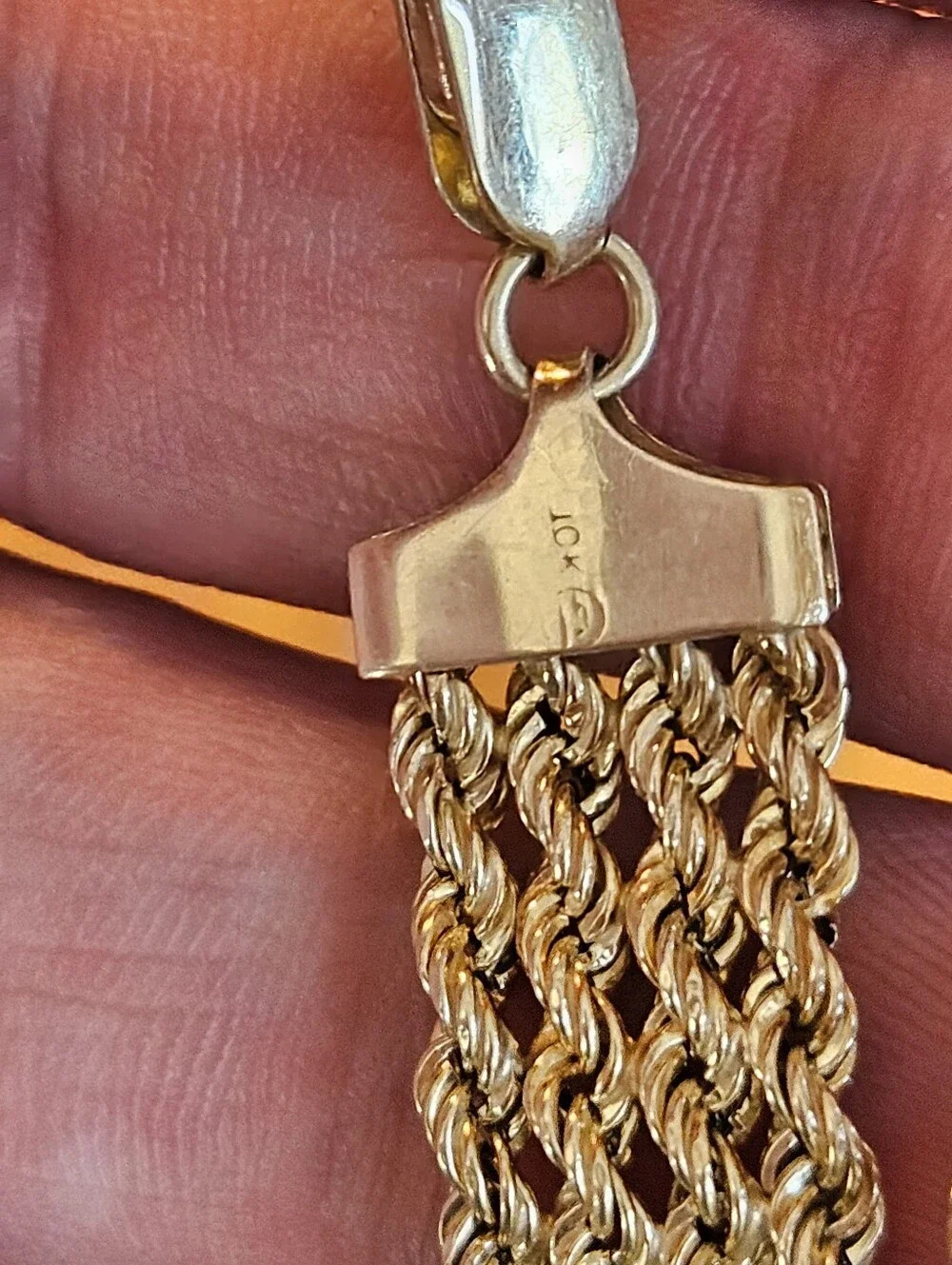 Vintage Solid 10k Yellow Gold Multi Rope Chain Bracelet 7